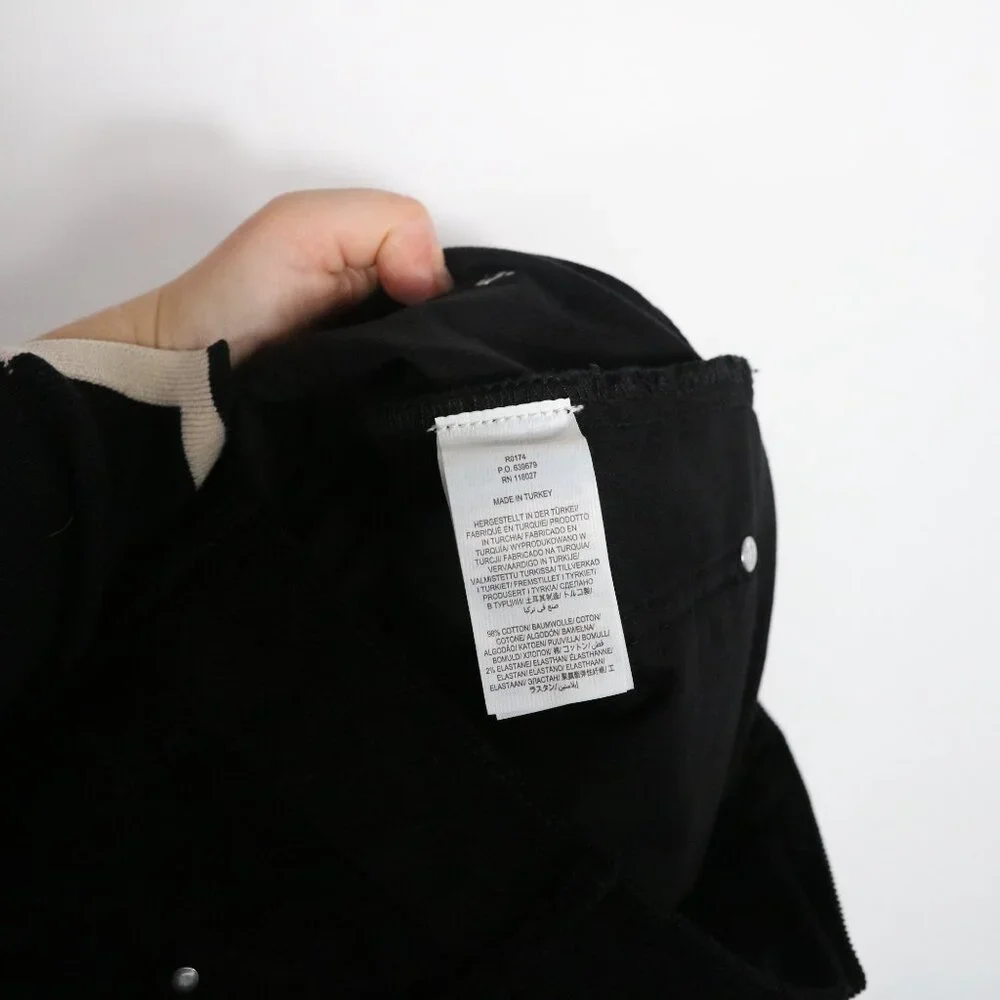 Boden Straight Leg Corduroy Jeans Womens 8 Black‎ Patch Pockets Ankle High Rise